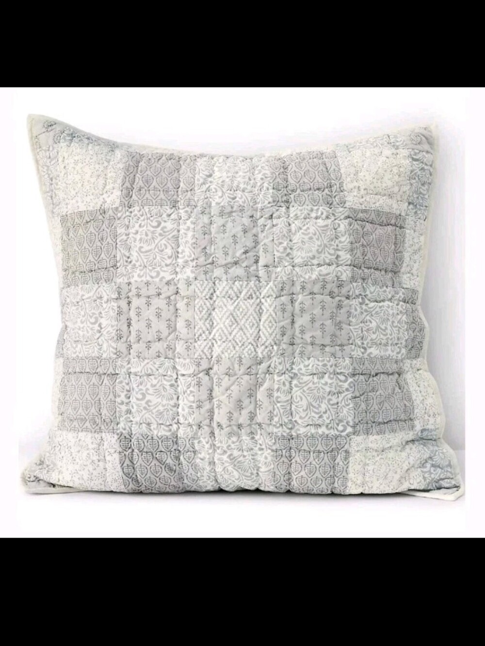 NEW Pair (2) Lands' End Quilted Pillow Shams - Gray Ombre Patchwork - NIP